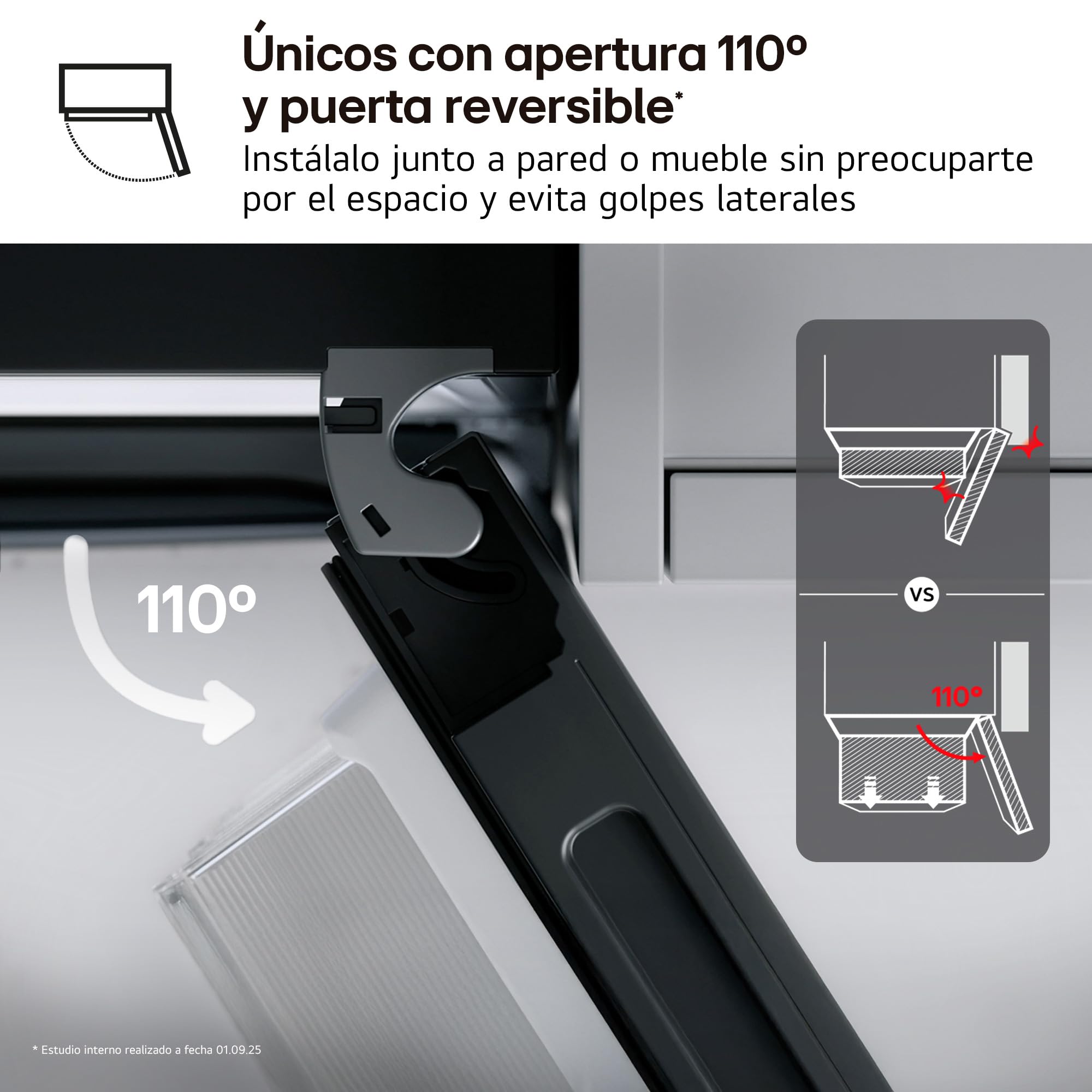LG GBBS716AMB - Frigorífico Combi DoorCooling+, 1,86m, Clasificación A, Serie 700, Capacidad de 333l, Acero texturizado antihuellas