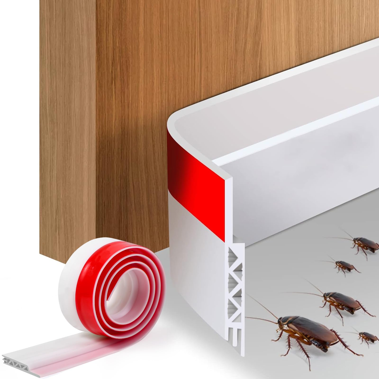 Vinabo Burlete Puerta Entrada, Junta de Puerta de Goma Autoadhesiva, Burlete Bajo Puerta, Antipolvo Aislamiento Acústico Prueba De Viento (100 cm x 5 cm, Blanco)