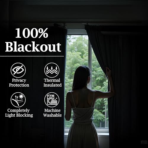 Miniatura 4 de Buffalo - Cortinas opacas para ventana de 84 pulgadas de largo, paneles con ojales a cuadros, cortinas de lino texturizado de eficiencia energética,