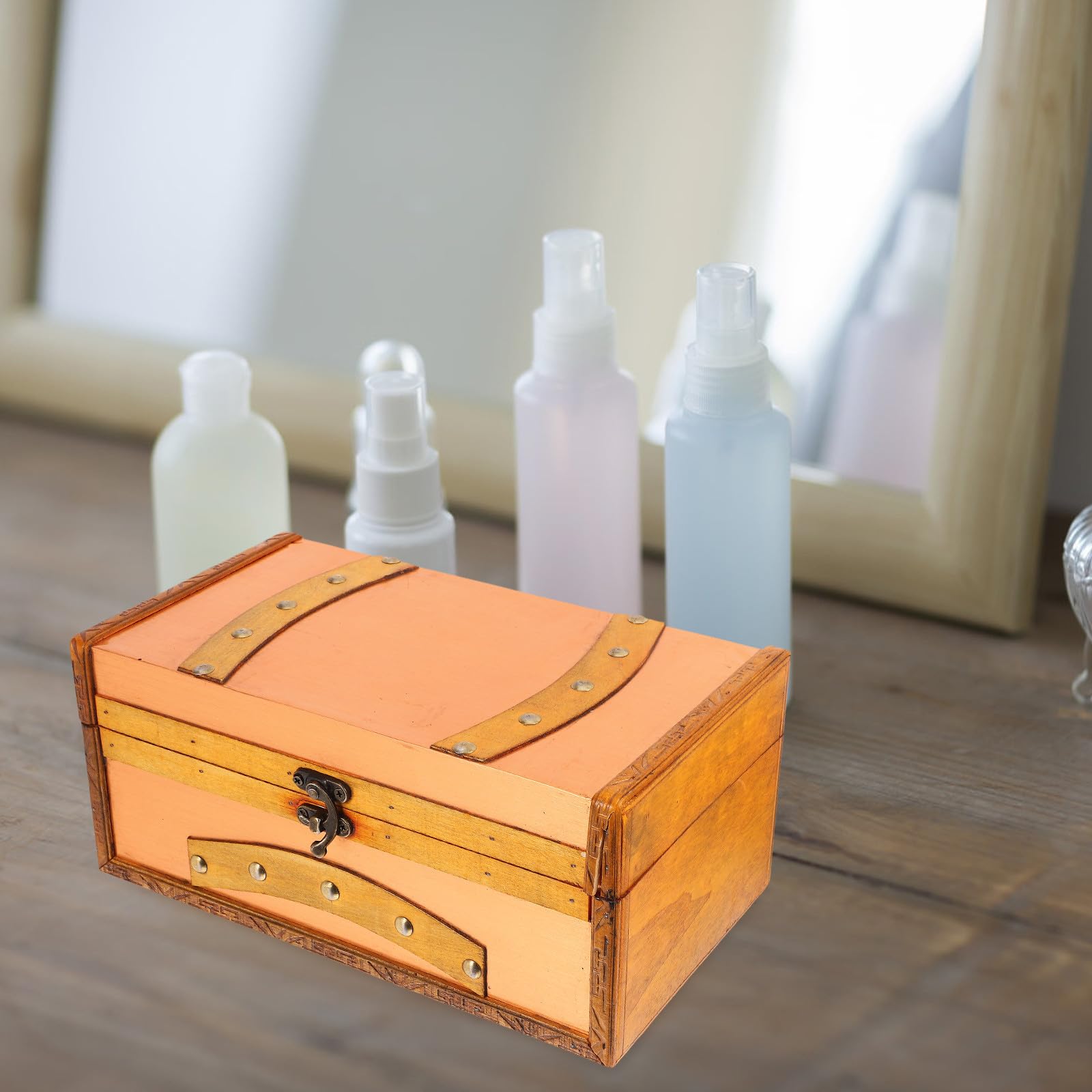 Caja de Almacenamiento Decorativa de Madera Retro para Tarjetas y Recuerdos
