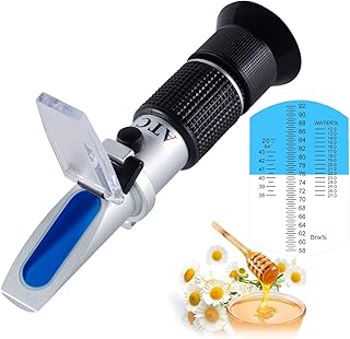 Honey Refractometer with ATC - Refractometer for Honey Moisture, Brix and Baume, 58-90% Brix Scale Range Honey Moisture Tester (Honey Refractometer)