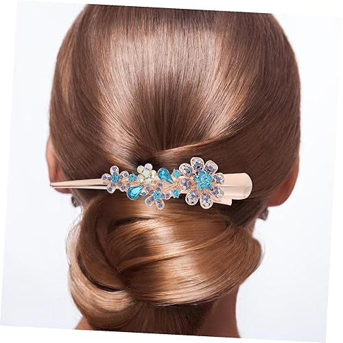 Metal Flower Hair Clip with Rhinestone Crystal Decor Duckbill Claw Accessory for Women Elegant Hair Styling for Parties Banquets Daily Wear Choice