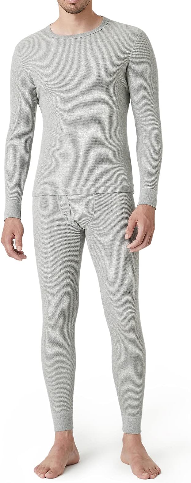LAPASA Men's Waffle Thermal Underwear Set Cotton Long Johns Long Sleeve Skin-Friendly Base Layer Top & Bottom Midweight/Heavyweight M60/M137