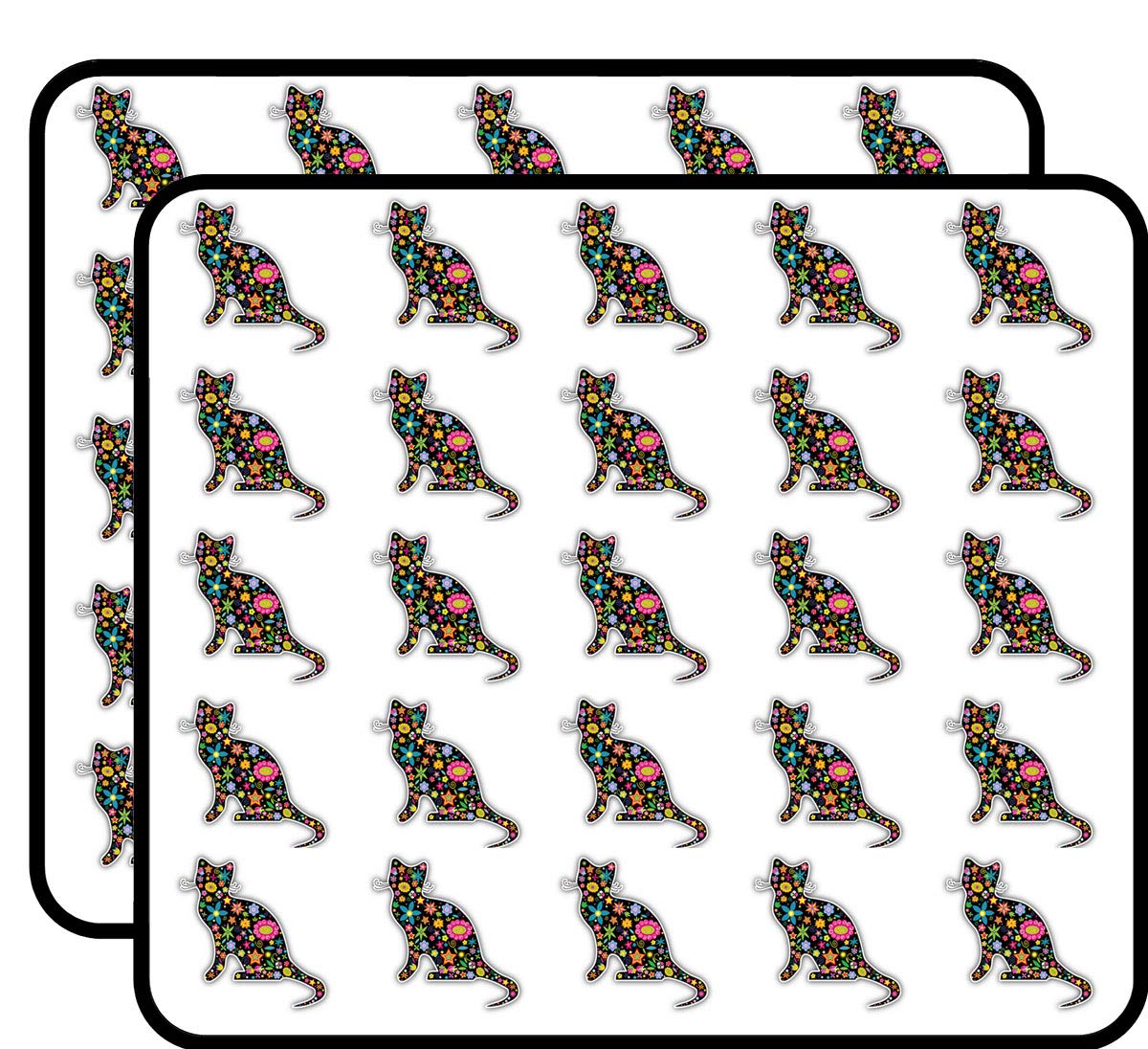 Ornate Cat Decorative Scrapbooking Sticker Waterproof Vinyl Stickers for Water Bottle, Laptop & Phone Case – 50 Pack