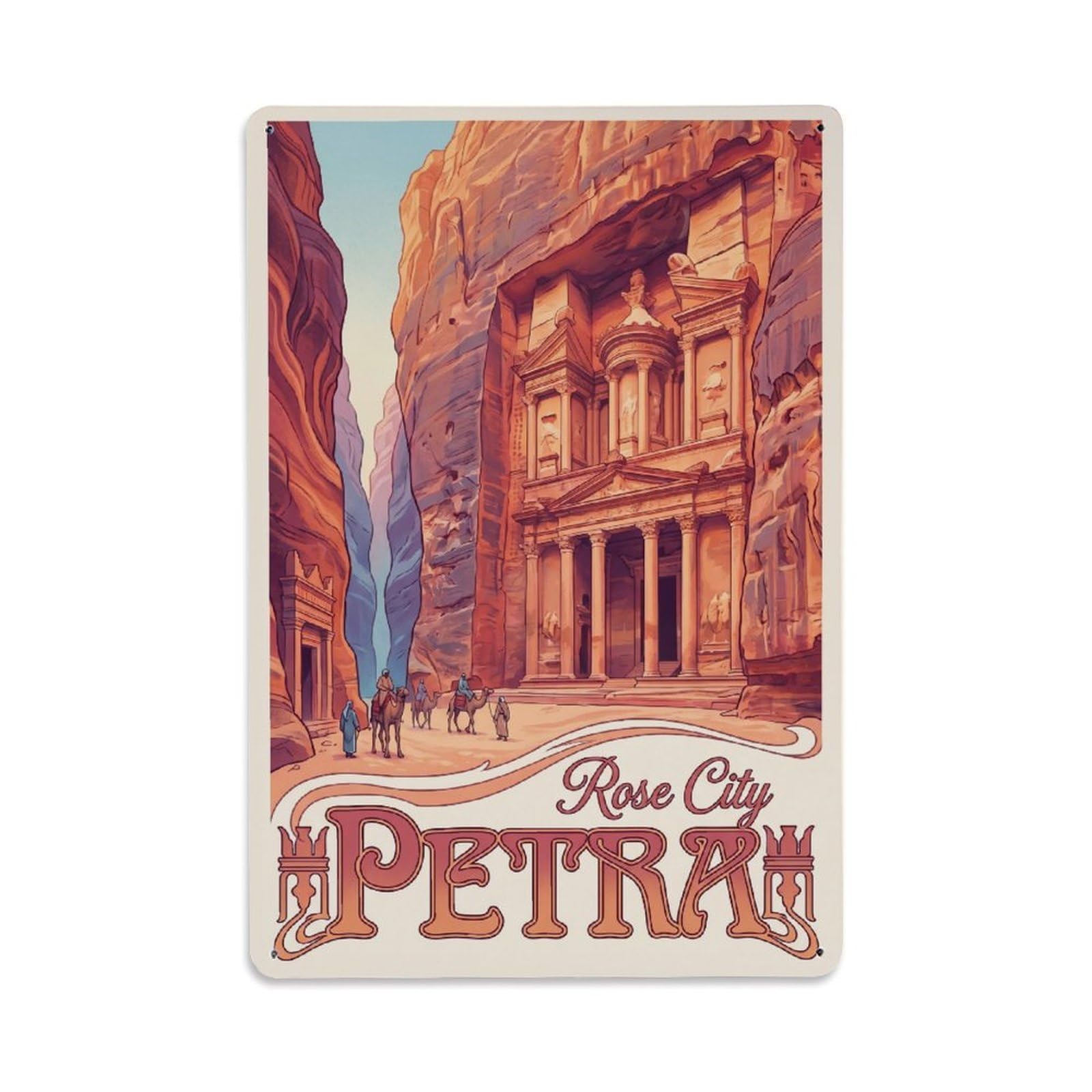 Metal Tin Sign Retro Jordan Petra Travel