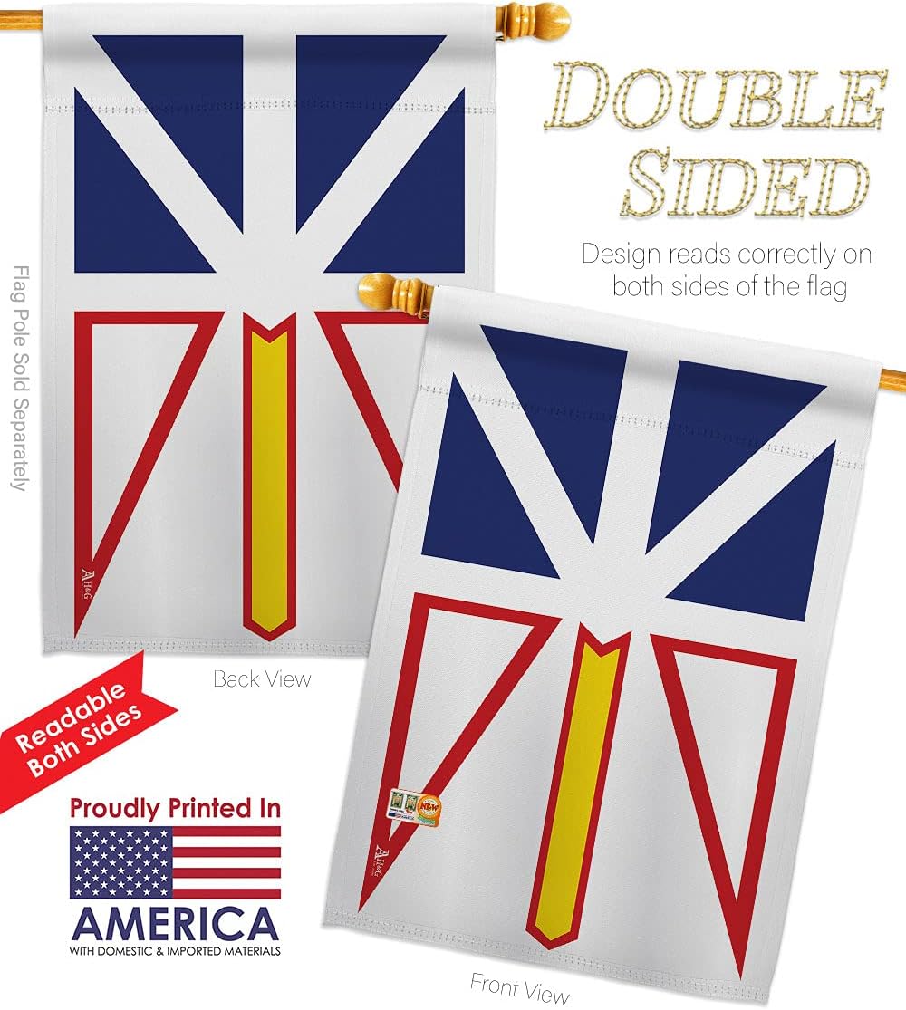 Newfoundland Garden House Flags Set Regional Canada Provinces Canadian Territories Region Country Particular Area Small Decorative Gift Yard Banner Double-Sided Made In USA 28 X 40