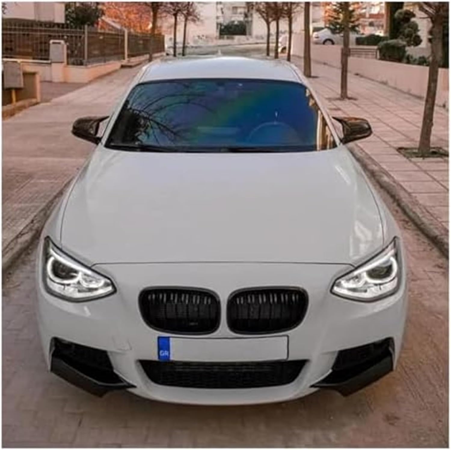 Auto-Frontspoiler für BMW F20 F21 1 Series 120d 120i M135i 2011-2015, Side Spoiler Car Front Bumper Splitter Car Front Lip Body Kit Anti-Collision Protection,A/Black Carbon Look