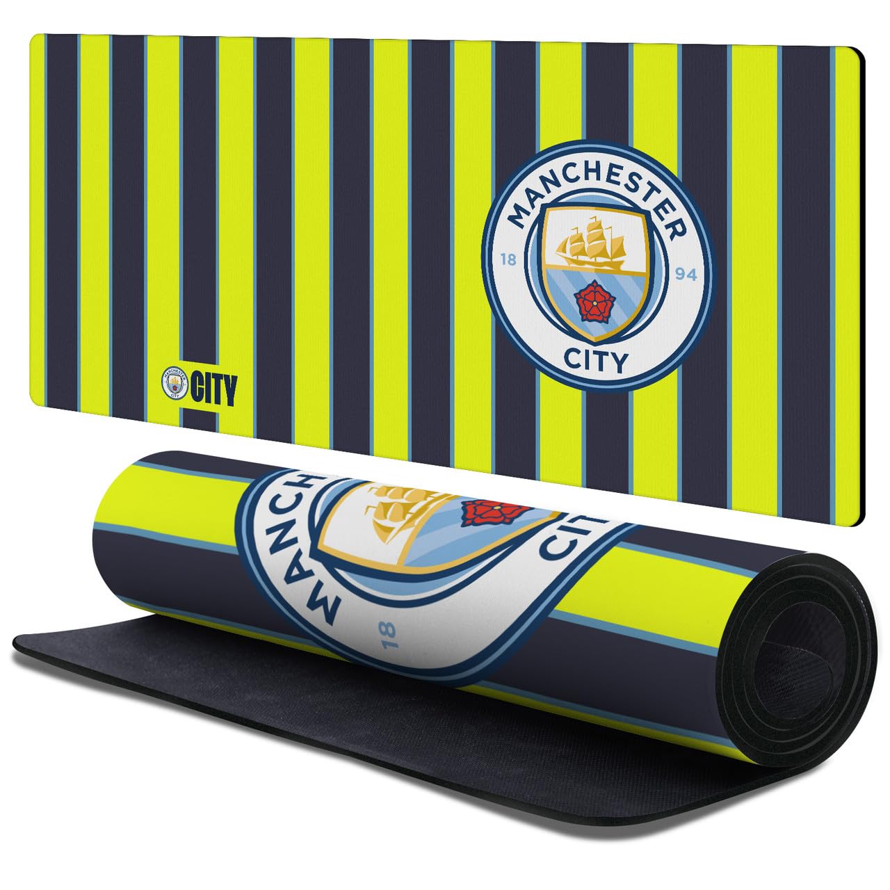 Head Case Designs Officially Licensed Manchester City Man City FC 2024/25 Away Crest Kits & Players 37.4 x 15.75 x 0.16 inches (900 x 400 mm) - XL Gaming Office Desk PC Keyboard Mouse Mat Pad