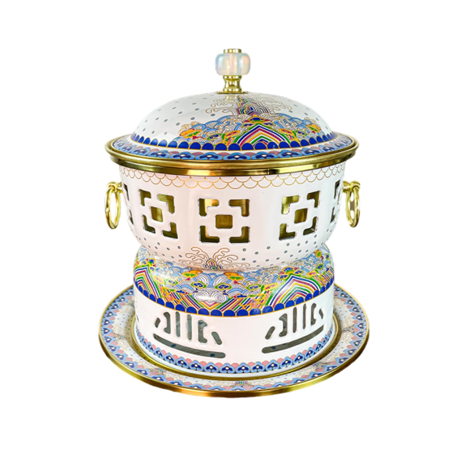asdchZen Chinese Hot Pot Shabu Shabu Pot Cloisonne Copper Hot Pot Single Alcohol Stove Hot Pot Household Small Pot Chinese Hot Pot Hotpot Shabu Pot,C