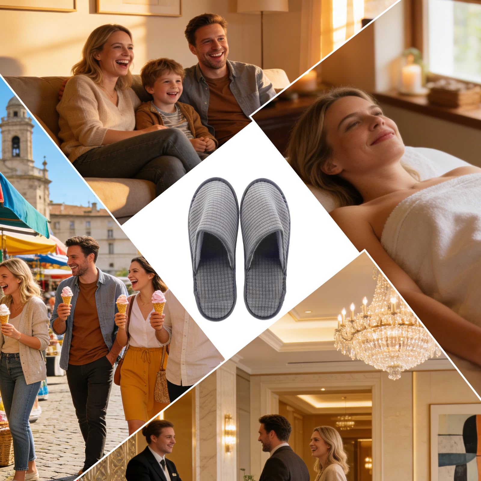 10 paia di pantofole in tessuto non tessuto corallo: 29 × 11,5 cm, suola antiscivolo, pantofole spa, lavabili per casa, camera da letto, bagno, interni, hotel o uso commerciale