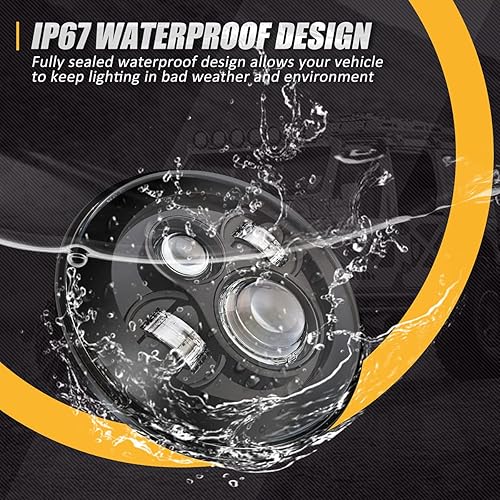 Miniatura 5 de NUVISION LIGHTING Faros de proyector LED de 7 pulgadas con haz alto y bajo, compatibles con Wrangler JK, TJ, LJ, CJ de 97-17  Wrangler JK de 18 con