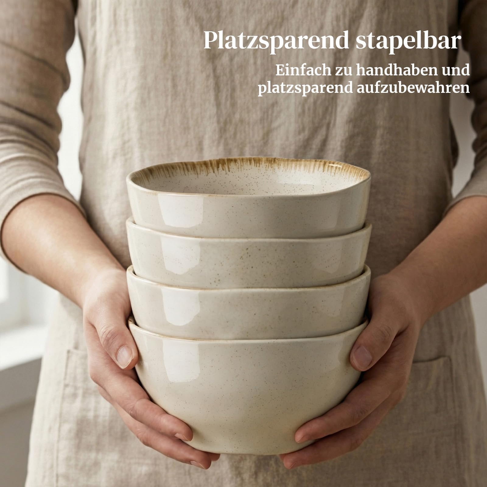 DOWAN Müslischalen 4er Set, 880ml Bowl Schüssel Set, Keramik Suppenschalen