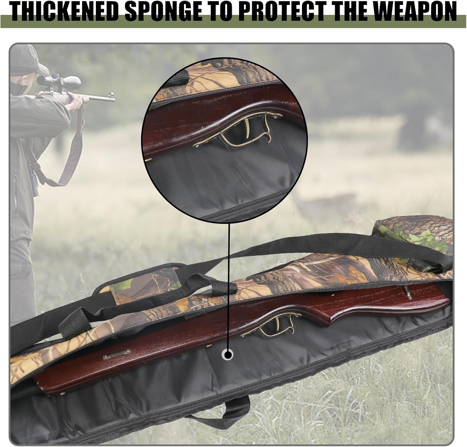 HUNTPAL 52" Soft Shotgun Case for Gun Rifle Storage and Transport, Water-Resistant Tactical Gun Bag with Zipper Closure, Adjustable Shoulder Strap, Carry Handle and External Accessory Pocket