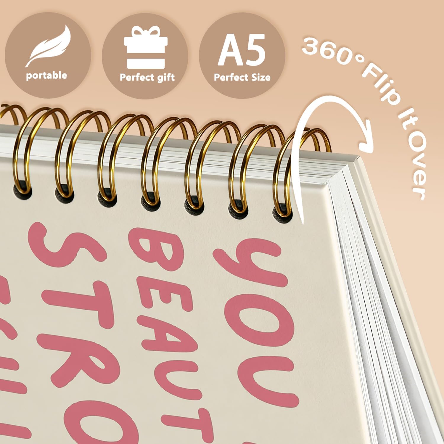 Enkvke Pink Inspirational Motivational Notebook Journal Women Girls image 3