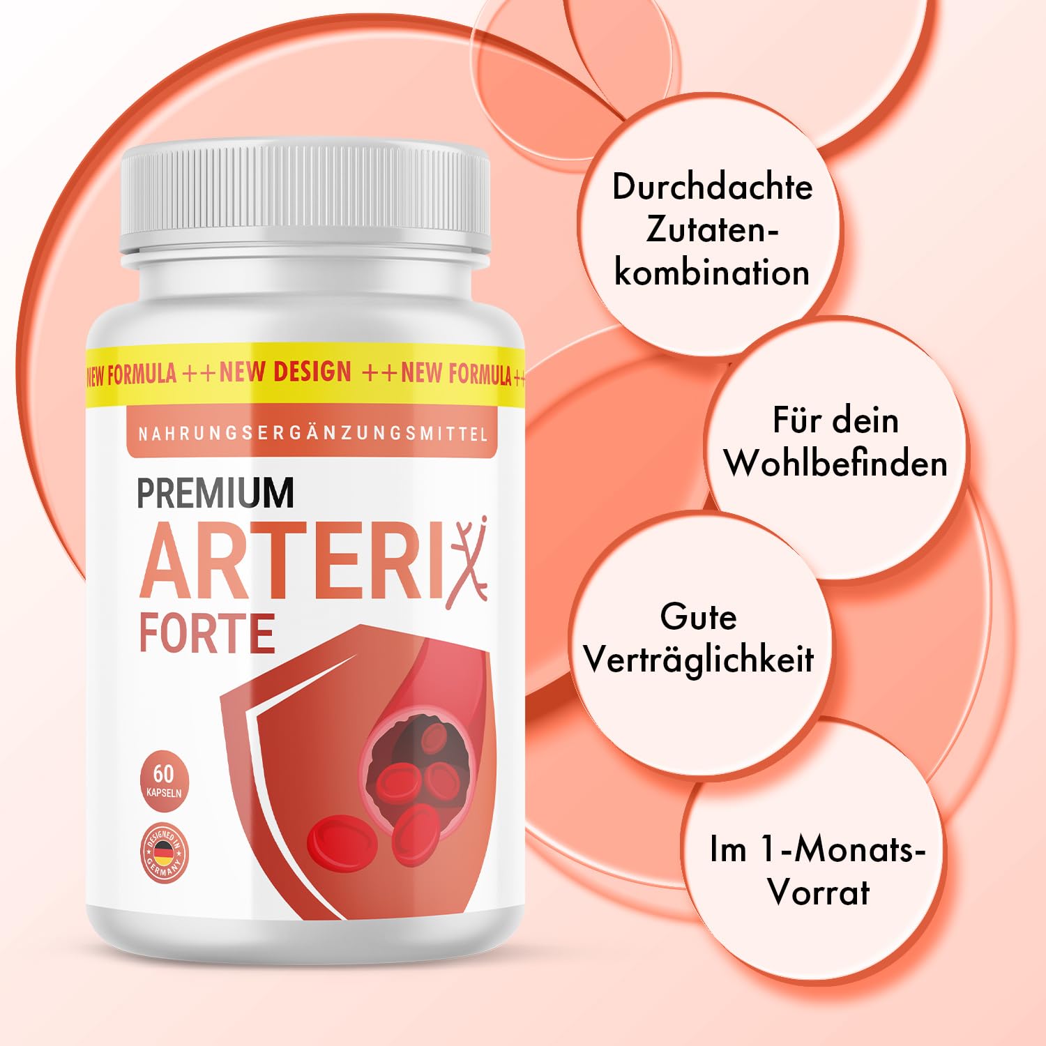 Premium Arterix Forte Kapseln | Für dein Wohlbefinden | Gute Verträglichkeit | 60 Kapseln