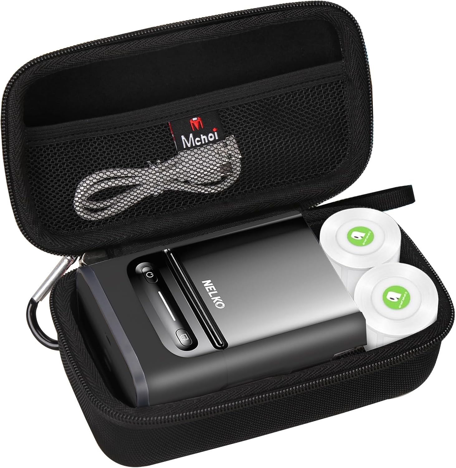 Mchoi Hard Storage Case Fits for Nelko PM220S Label Maker PM220 Portable Handheld Label Printer, Storage Holder for USB Cable and Batteries Accessories, Case Only