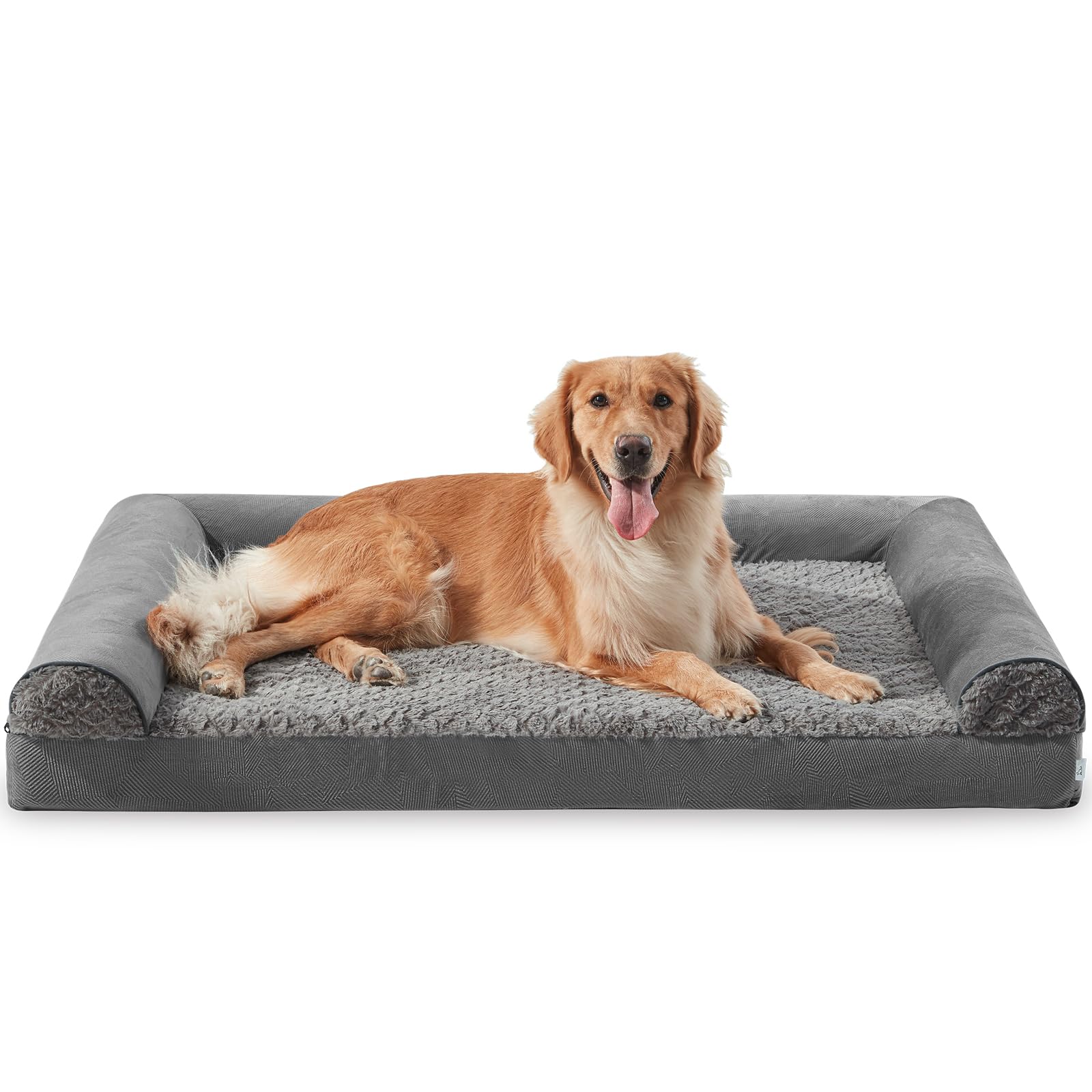 FURTIME Cuccia per cani di taglia grande, ortopedica, XL, 107 x 76 cm, lavabile, ergonomica, con imbottitura rimovibile, antiscivolo, in gommapiuma, ortopedica