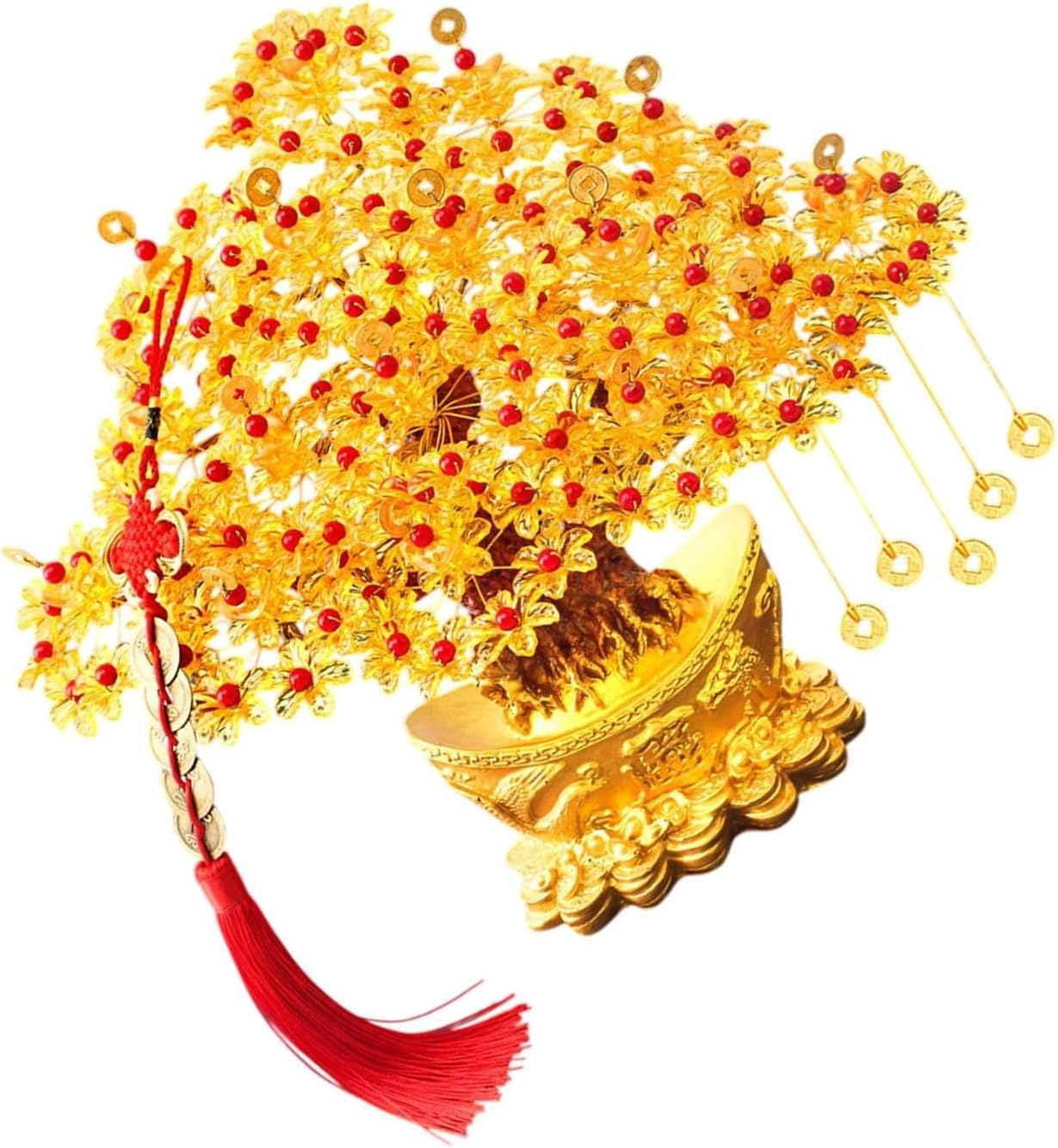 Money Tree Resin Accessories Set Money Tree Statue Luck Tree Sculpture For Bedroom Living Room Office Decoration