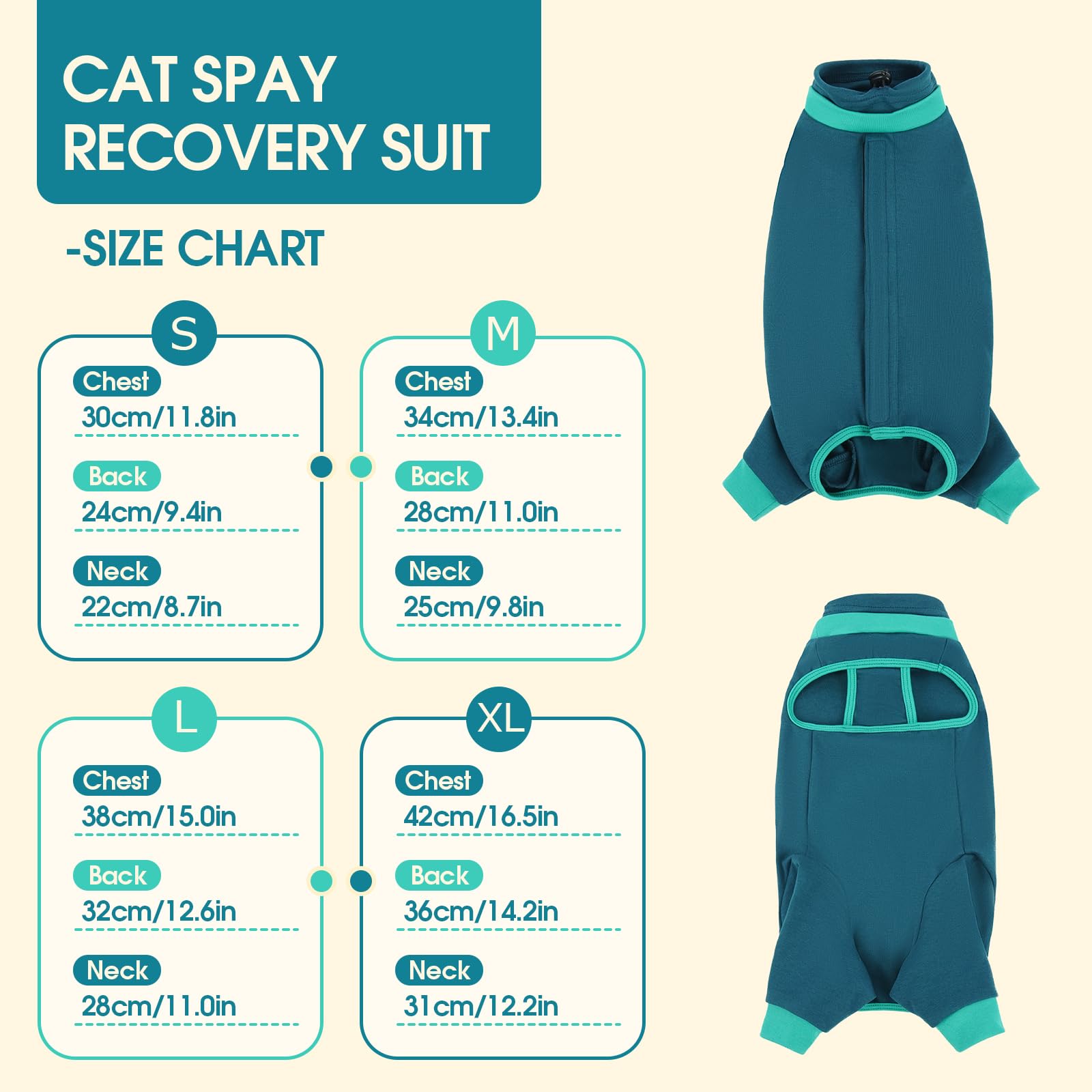 Katzenbody Nach OP, OP Body Katze mit Vollständiger Hinterbeinabdeckung, Kastrationsbody Katze für Bauch- und Hinterbeinwunden, Verstellbarer Halszug, Leckschutz, Body für Katzen Nach OP