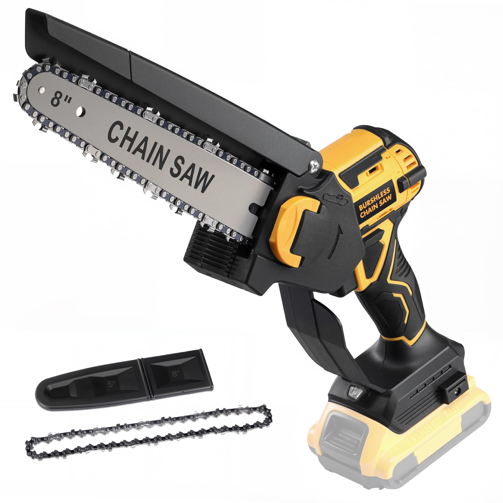 Photo 1 of 3D VO INN 8-Inch Mini Chainsaw (Yellow, Dewalt 20V Compatible)
