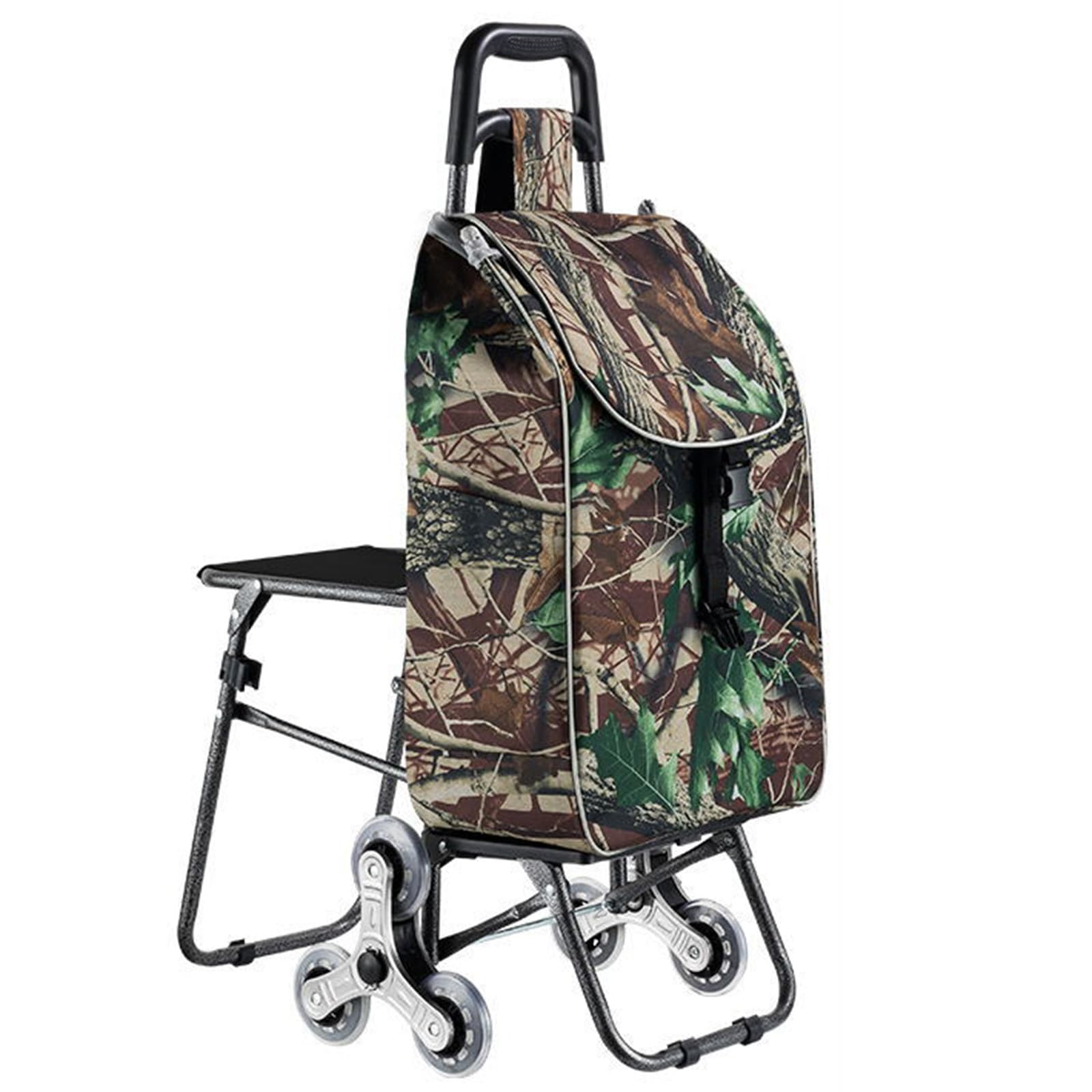 Portable Shopping Cart with Seat for Rest, Easy Stair Climbing Trolley - Shopping Cart Stairsters Trolley for Easy Shopping﻿