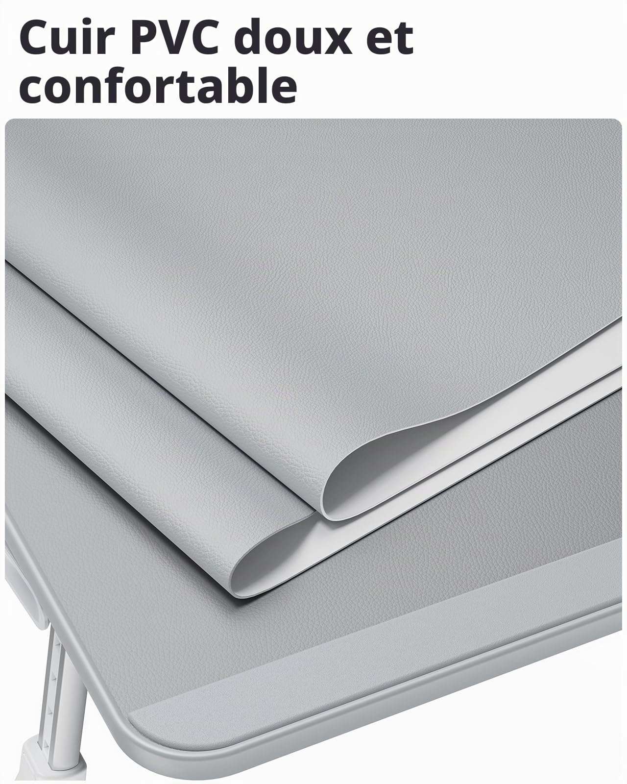 SAIJI Table de Lit Pliable Réglable Hauteur Angle Max 17'' Ordinateur Portable Gris 60x33cm