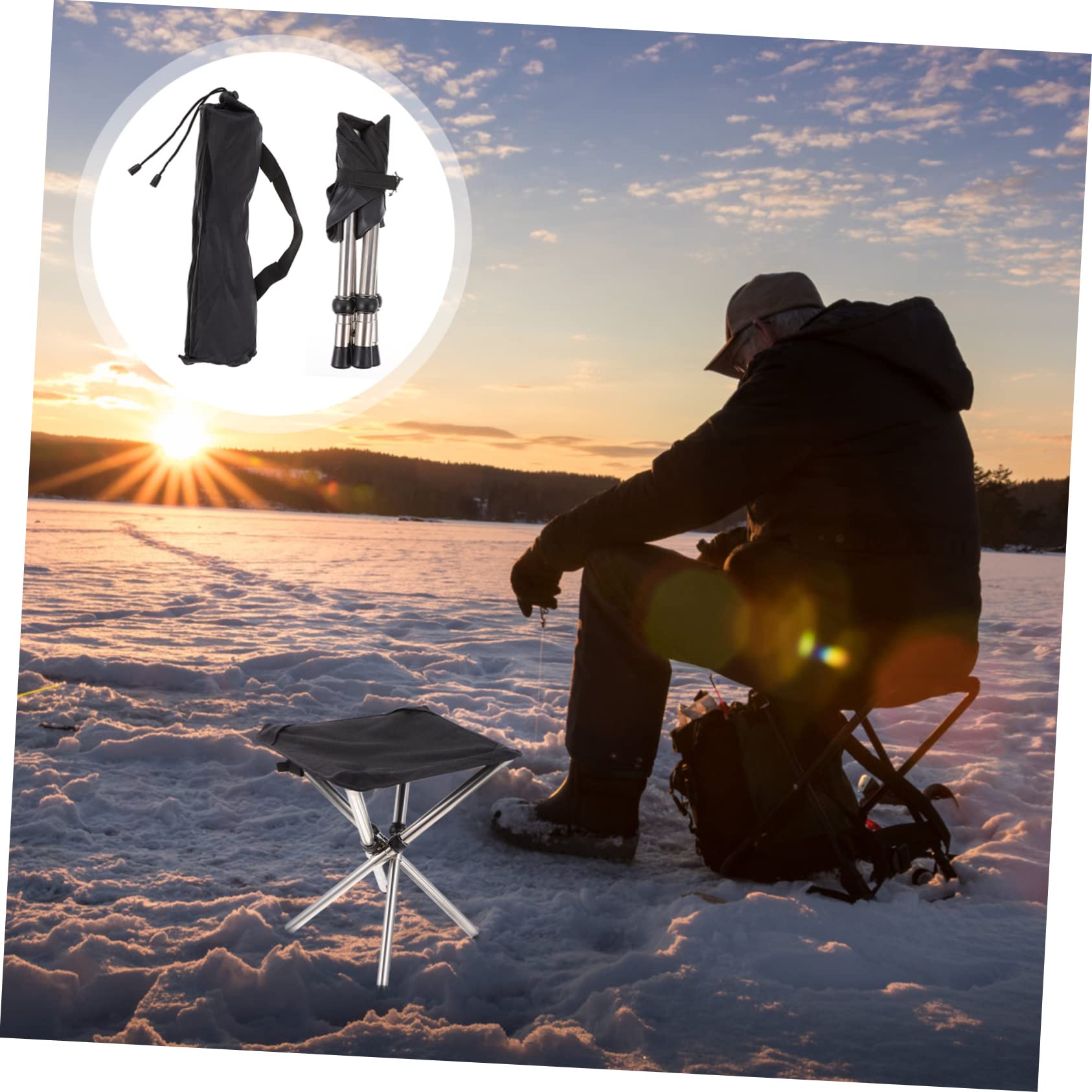 Mikinona 1pezzi Sgabello Portatile per Campeggio Sedia da Esterno Sgabello da Pesca Fondo Stabile per Uso Versatile