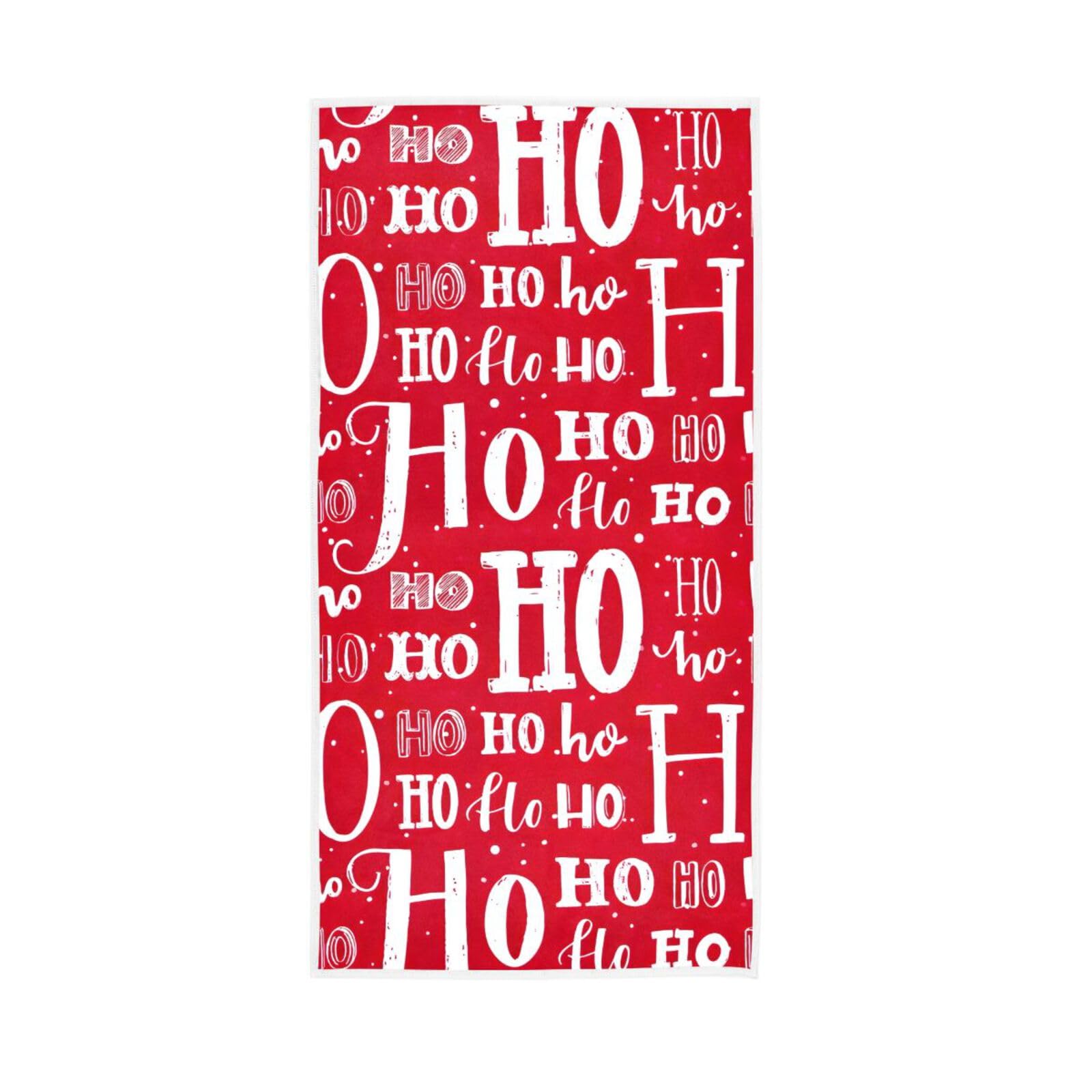 HUYGD Hohoho Pattern Santa Kitchen Hand Towels, 15 x 30 Inches Soft Hand Towel Spa Towels for Facials Microfiber Hand Towels for Bathroom