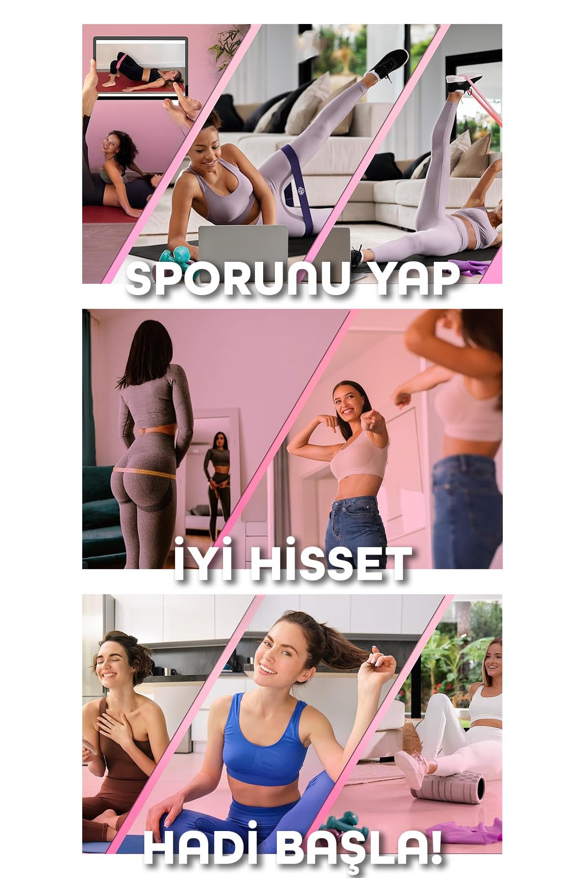 5’li Çantalı Pilates Direnç Bandı Seti | Egzersiz Squat Aerobik İçin Kapalı Uç Loop Lastik Mixed