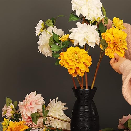Miniatura 7 de Flores artificiales de seda Dalia de 24 pulgadas de tallo largo, 5 unidades, adecuadas para decoración de boda, ramos de flores, decoraciones de