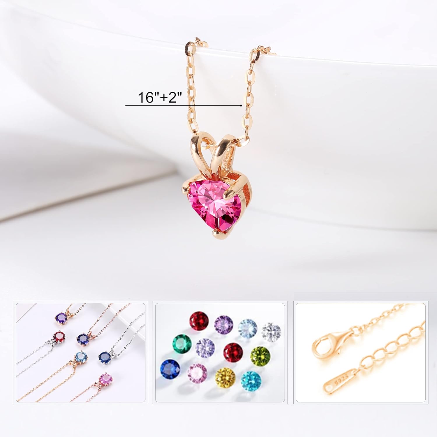 SMILEST Necklace Gifts for Her - 925 Sterling Silver Heart Birthstone Necklace, Dainty Sparkling Heart Pendant Anniversary Birthday Gifts for Women Mom Wife Daughter Girlfriend Jewelry Gift - Image 6