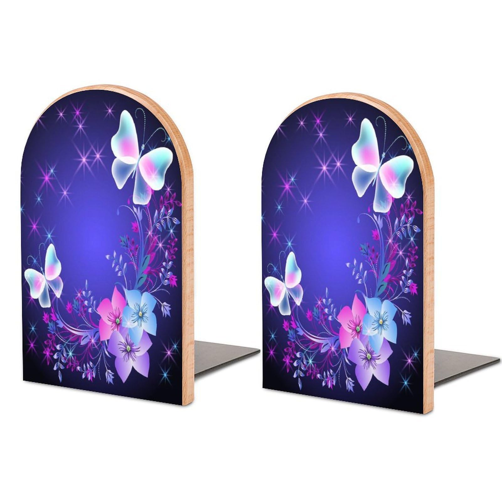 Beauty Butterfly Book Ends for Shelves Bookends Bookshelf Holder Stand Books Stopper Home Office Decor