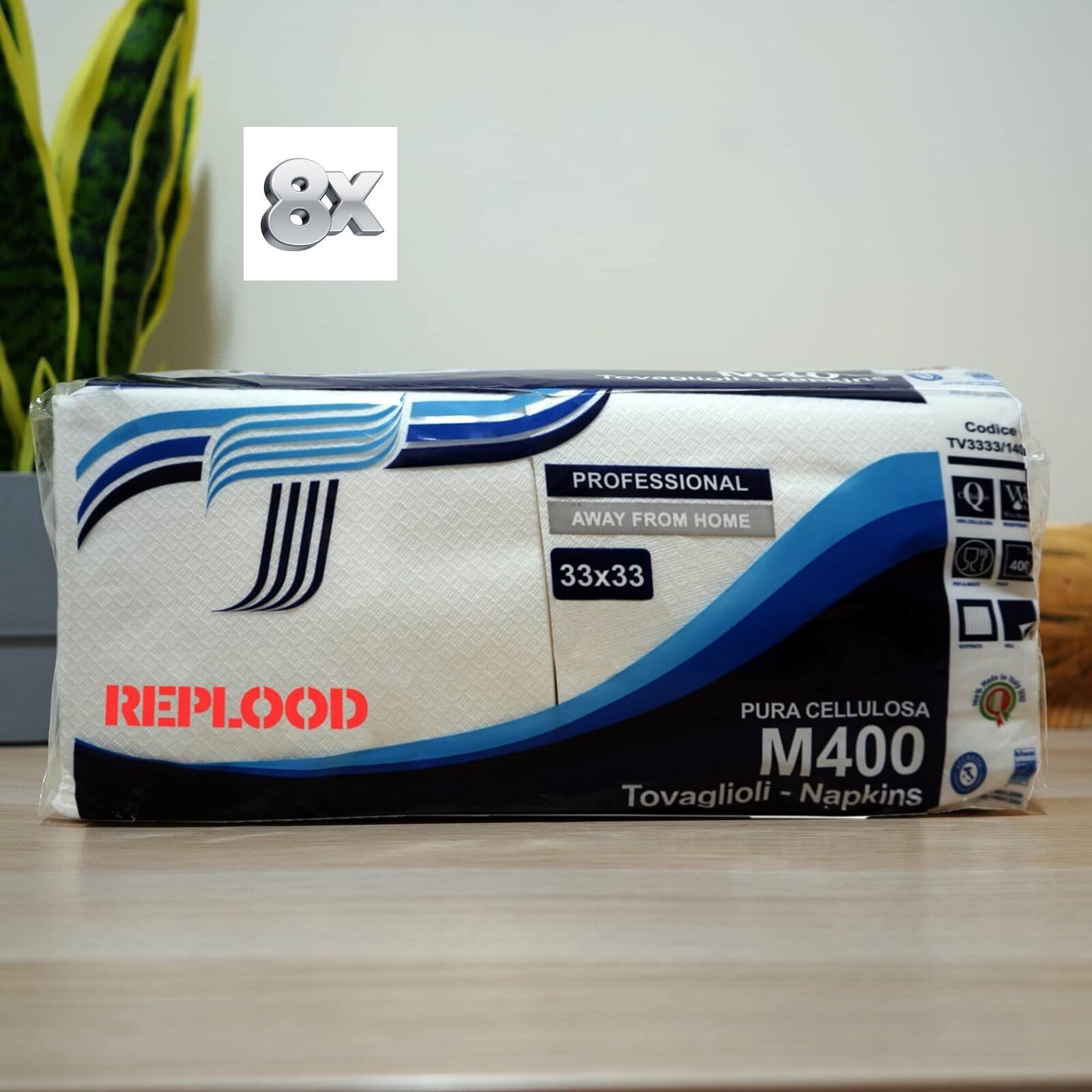 Tovaglioli di Carta Mono Velo 33x33 cm, 400 Pezzi, Pura Cellulosa, Linea Professionale, Colore Bianco, Replood M400, Made in Italy (12)