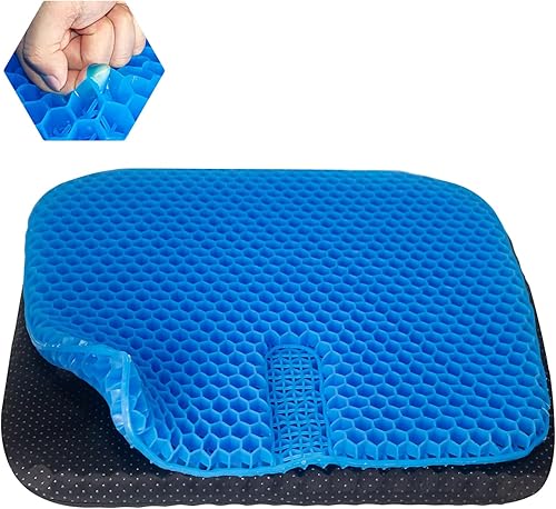 Cojín de gel grande para asiento de asiento largo de 17.7 x 17.7 pulgadas con funda antideslizante, suave y transpirable, cojín para silla, cojín de