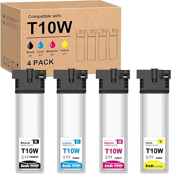 Remanufactured T10W Ink Cartridge Replacement for T10W100 T10W200 T10W300 T10W400 Used for WF-C5390 WF-C5890 WF C5390 C5890 Printer4 Pack, 1Black 1Cyan 1Magenta 1Yellow