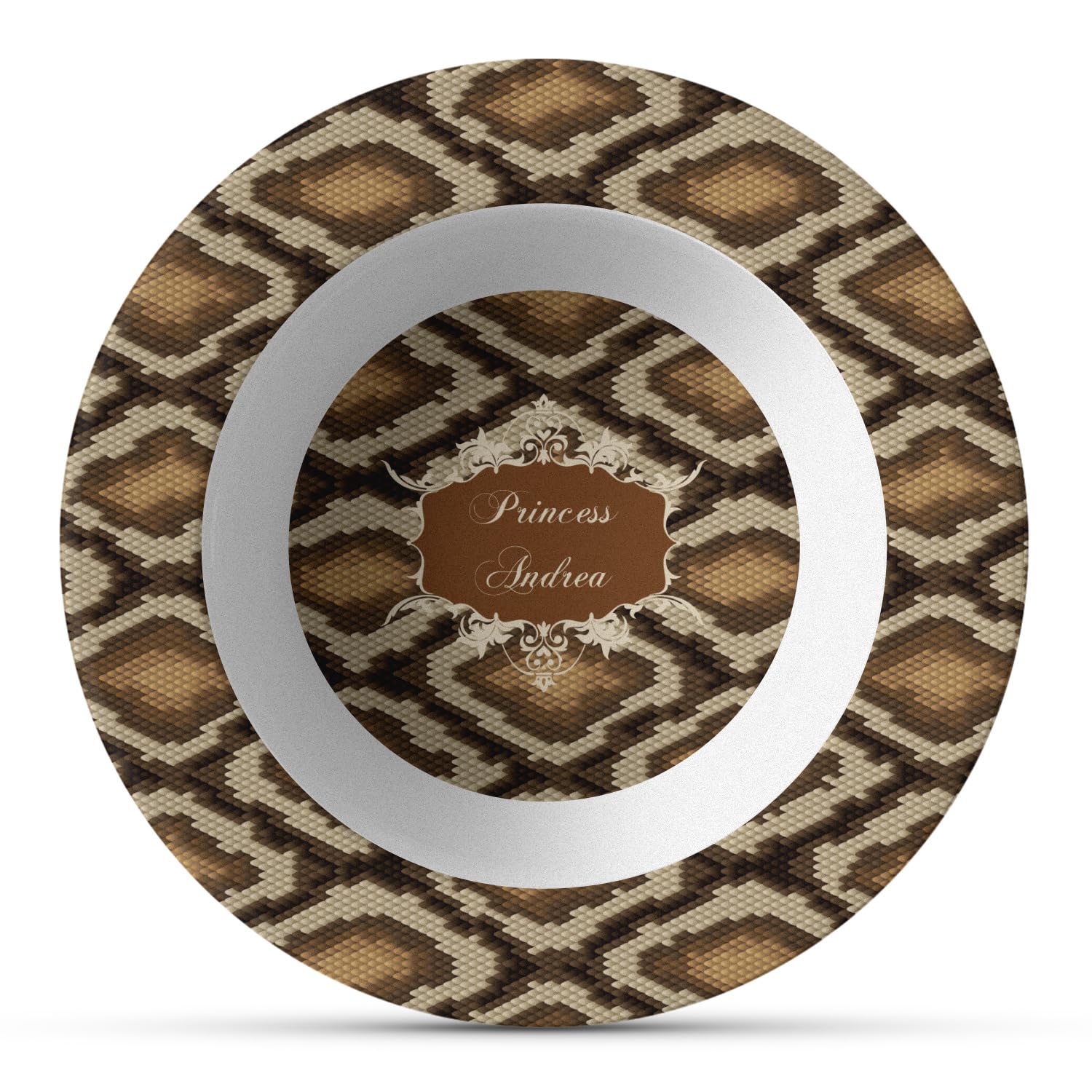 Personalized Snake Skin Plastic Bowl - Microwave Safe - Composite Polymer