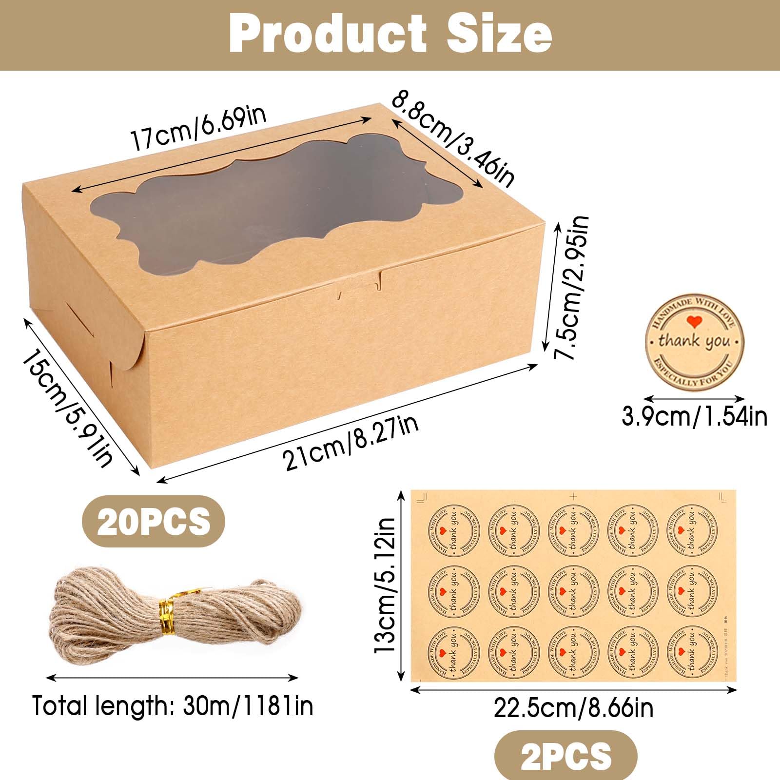 Gcardist Auto-pop-up rode taartdozen met venster, 25,4 x 25,4 x 6,3 cm, 12 stuks koekjes-donutbakkerij-box (10 x 10 x 2,5 inch