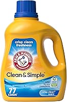 ARM & HAMMER Clean & Simple Liquid Laundry Detergent, 77 Loads, 100.5 Fl Oz - Concentrated 3X Stain Fighters, Dye-Free, EPA Safer Choice