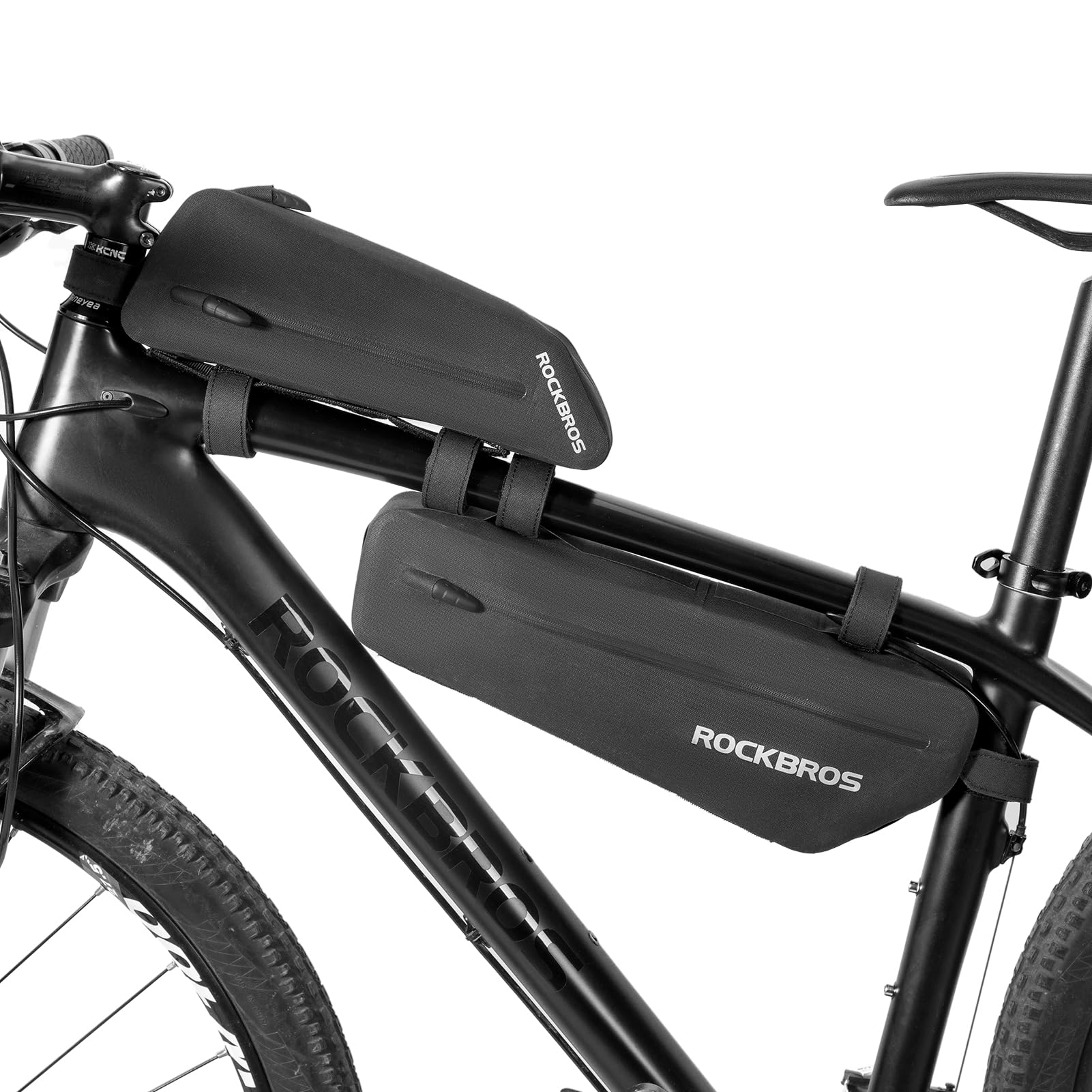 ROCKBROS Lot de 2 sacs de cadre de vélo étanches de 3,5 L, sac de rangement pour vélo de montagne et de route