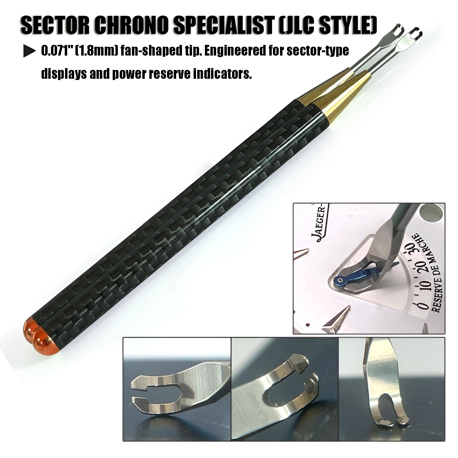 Professionelles Uhrmacher-Komponenten-Heber-Set – Karbonfaser-Griff, Präzisions-Hebelwerkzeug für Uhrwerkrad, Chronograph-Getriebe und Haarfederentfernung, kompatibel mit Cal. 7750, 2000, 2235