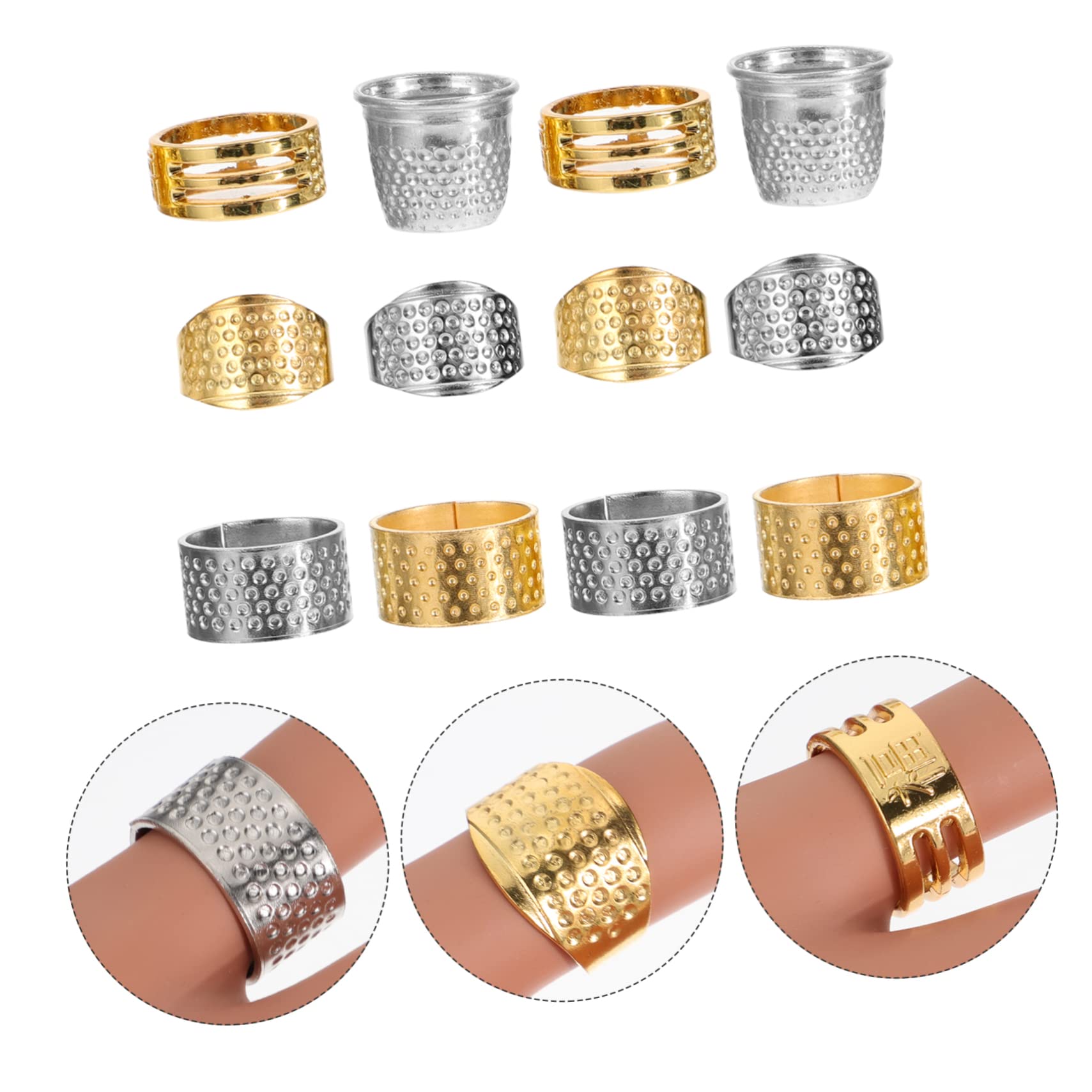 Ciieeo 60 Pz Set Ditali da Cucito Ditali del Pollice per Le su Misura Ditale da Cucire Ditali in Metallo Ditali per Cucire a Mano Ricamo Ferro Oro e Argento Ricamato