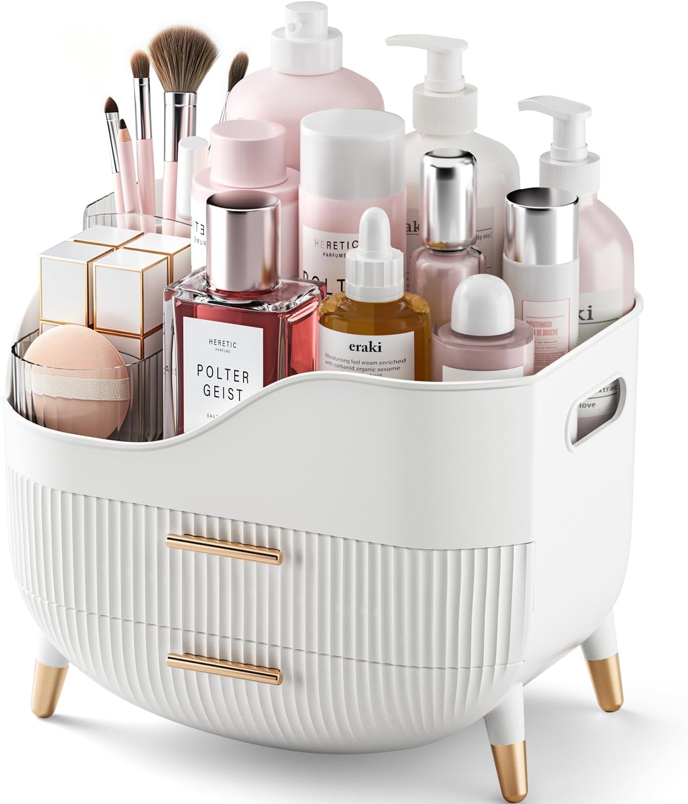 Makeup Organizer with Drawers,Skincare Organizer for Vanity,Storage Box with Handle,Large Cosmetic Display Case for Dresser, Bathroom Countertop