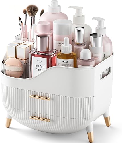 Pajiriona Makeup Organizer with Drawers,Skincare Organizer for Vanity,Storage Box with Handle,Large Cosmetic Display case for Dresser, Bathroom Countertop