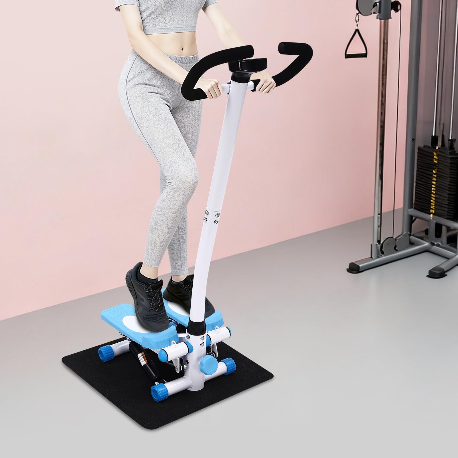 Stepper schodowy 2 w 1 do domu z linami Power Rope i kierownicą, z monitorem LCD, cichy trener do 150 kg, stepper fitness do efektywnego treningu nóg, ramion, pośladków, odchudzania i kształtowania