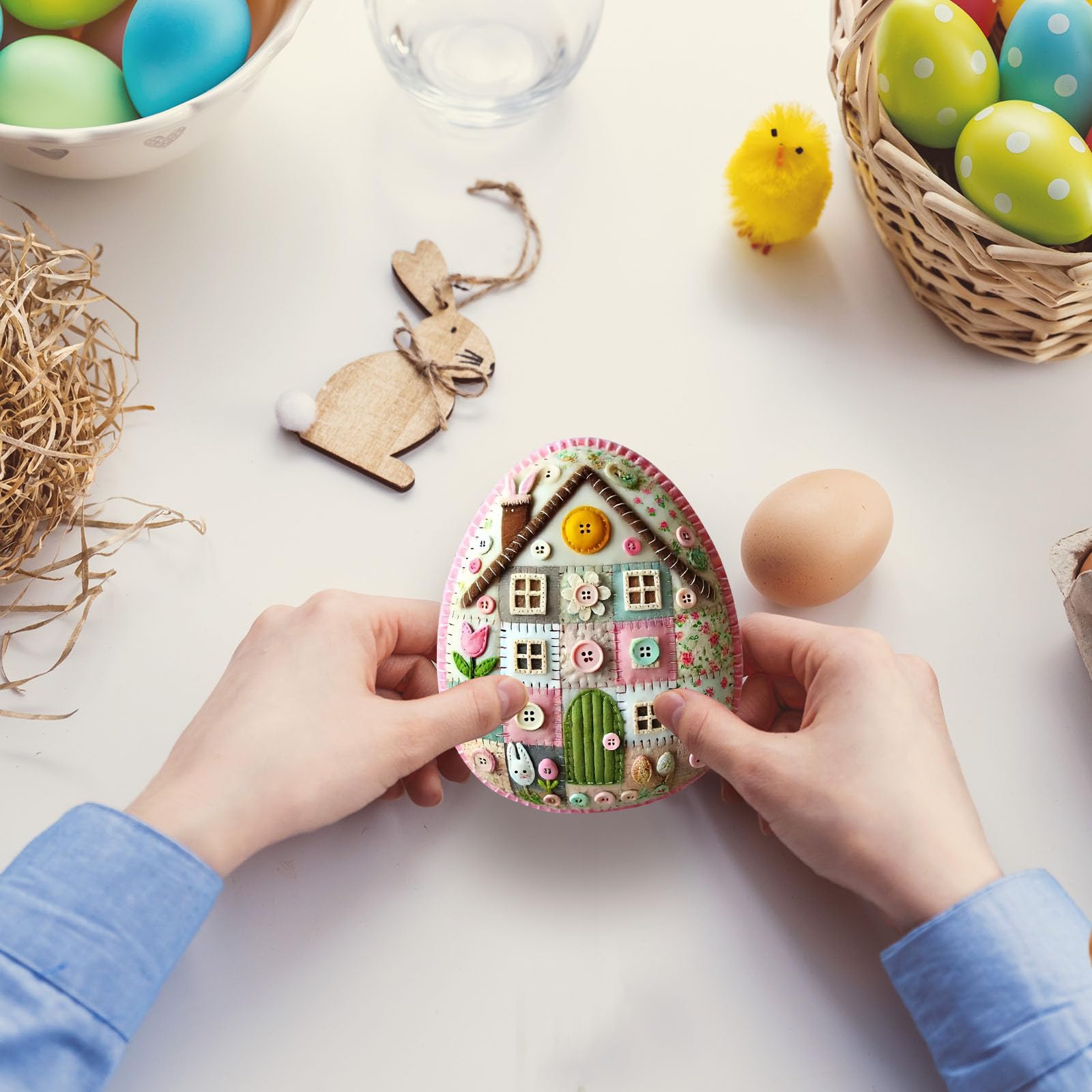 Kit DIY Maison D'œufs En Feutre Pour Pâques - Avec Poussin, Décorations, Activité Créative Famille - 5
