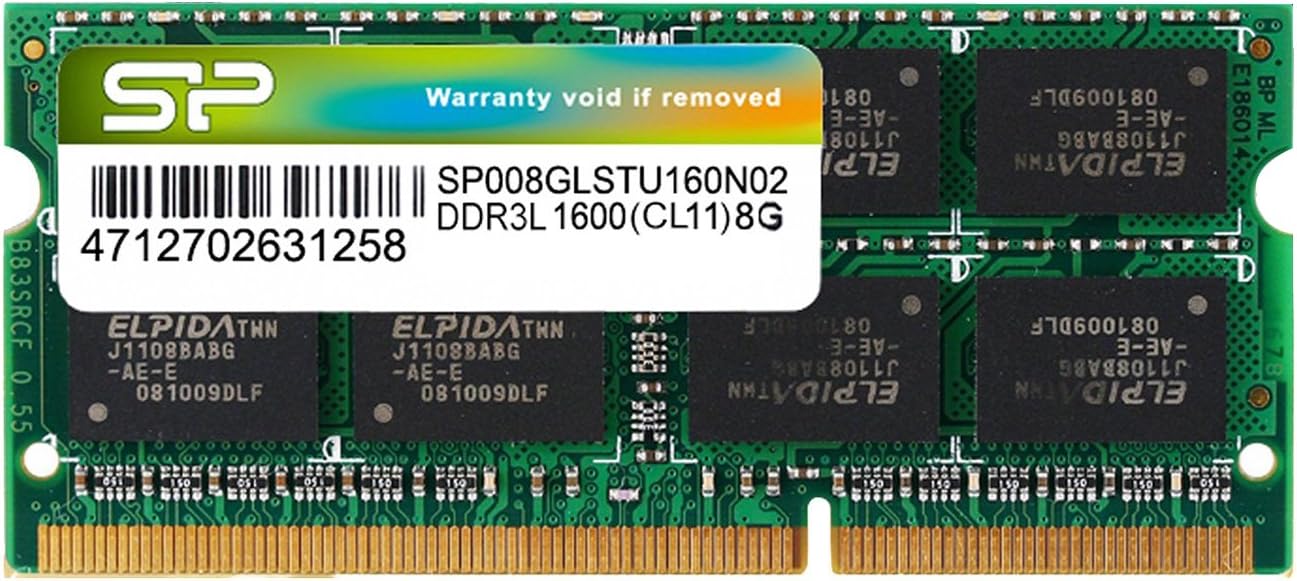 Silicon Power Notebook PC Memory 1.35V (Low Voltage) DDR3L 1600 PC3L-12800 8GB x 1 204Pin Mac Compatible SP008GLSTU160N02