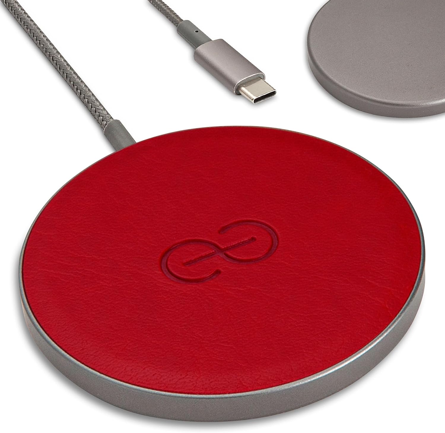 Dreem Bundle: Fibonacci Wallet-Case for iPhone 13 Pro with Empower Wireless Charger Pad [Red]