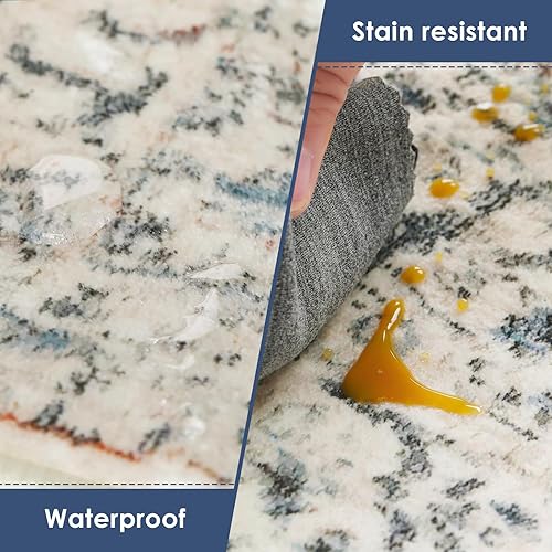 Miniatura 4 de FUNME Alfombra retro con parte trasera de goma, plegable, lavable a máquina, antideslizante, grande, suave y de pelo bajo, alfombra para sala de