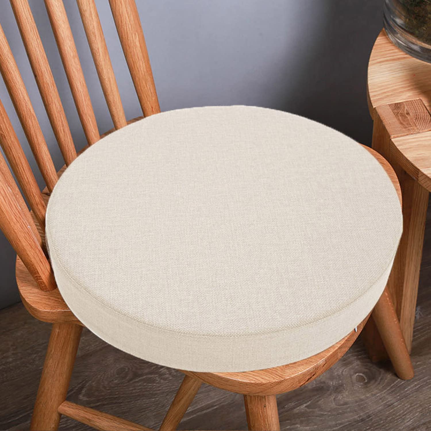 Waigg Kii Thicked 3/5/8cm Chair Pad Cushion,Dining Chair Cushions Seat Pad Round 40/45cm Soft Chair Pads for Indoor Office Patio Garden (40x40x8cm,Beige)