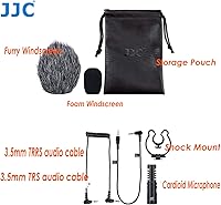 Vista 9 de JJC SGM-V1 - Micrófono de video de escopeta, micrófono cardioide condensador Vdeomicro con soporte de choque, parabrisas de espuma peluda
